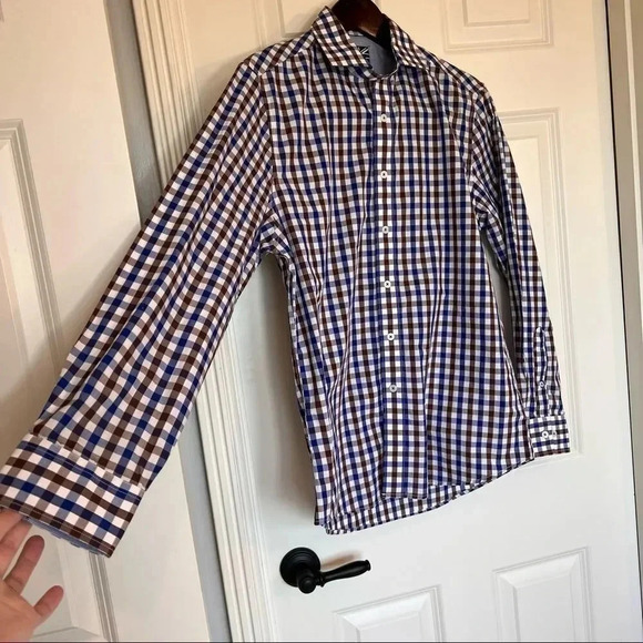 NICK Dunn fitted blue, long sleeve, button down, collared dress shirt size Small - Picture 3 of 10